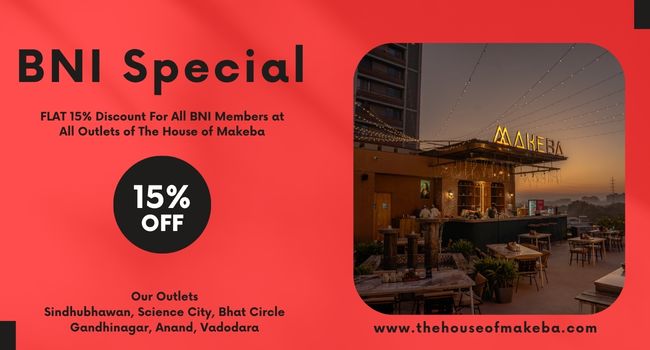 FLAT 15% Discount For All BNI Members at All Outlets of The House of Makeba